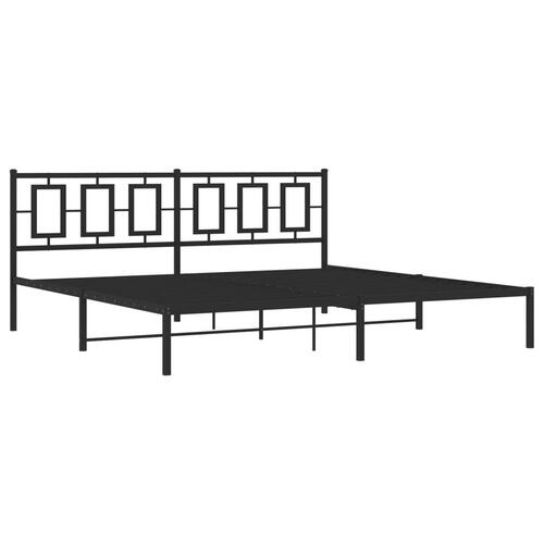 Sengeramme med sengegavl 200x200 cm metal sort