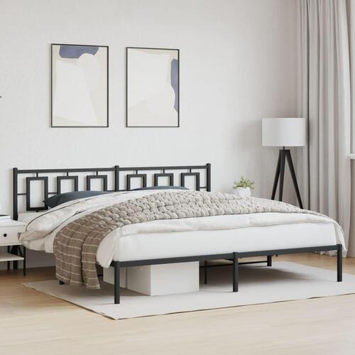Sengeramme med sengegavl 200x200 cm metal sort
