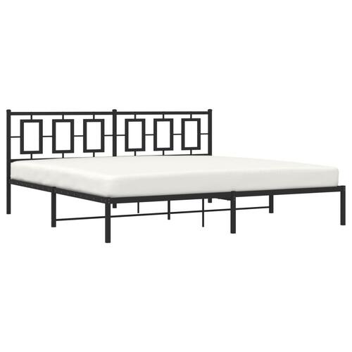 Sengeramme med sengegavl 200x200 cm metal sort