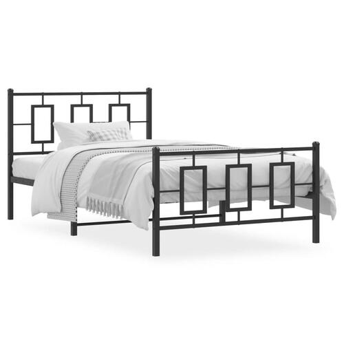 Sengeramme med sengegavl og fodgærde 107x203 cm metal sort
