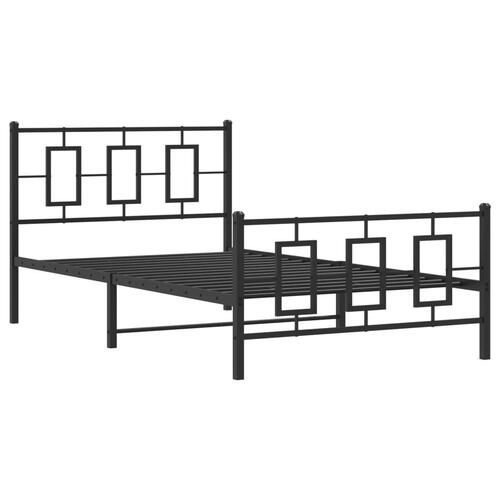 Sengeramme med sengegavl og fodgærde 107x203 cm metal sort