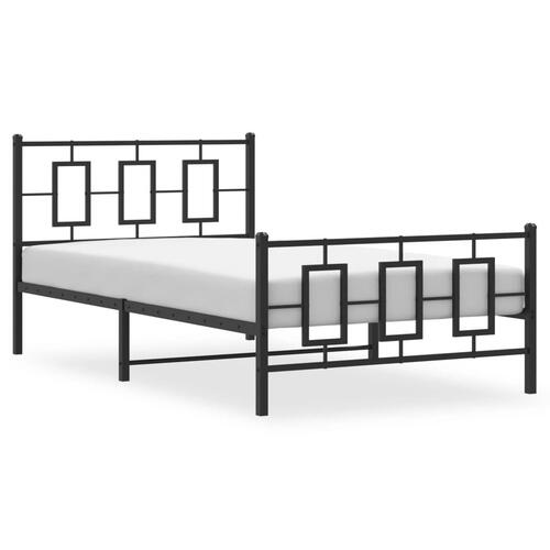 Sengeramme med sengegavl og fodgærde 107x203 cm metal sort