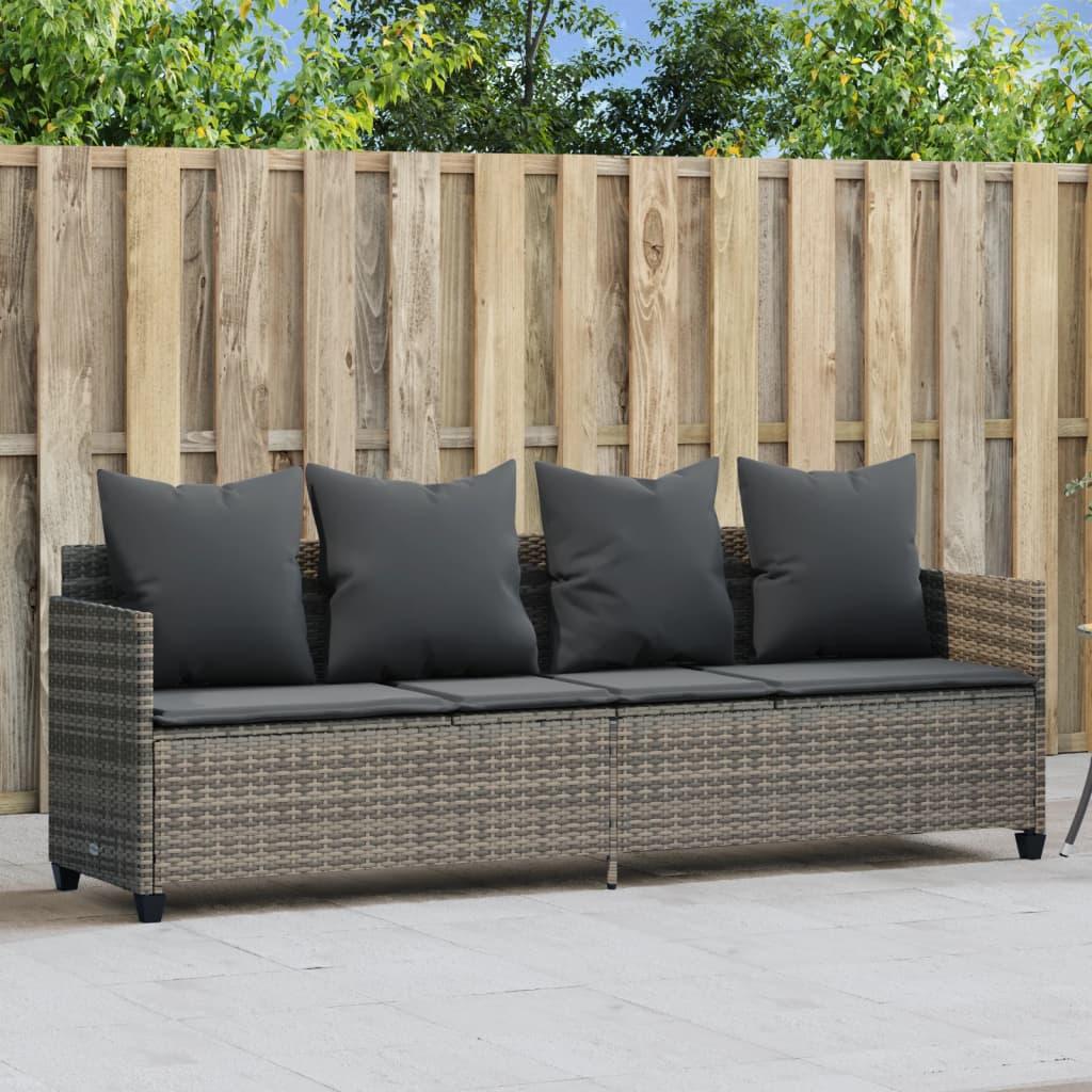 Loungesofa med hynder polyrattan grå