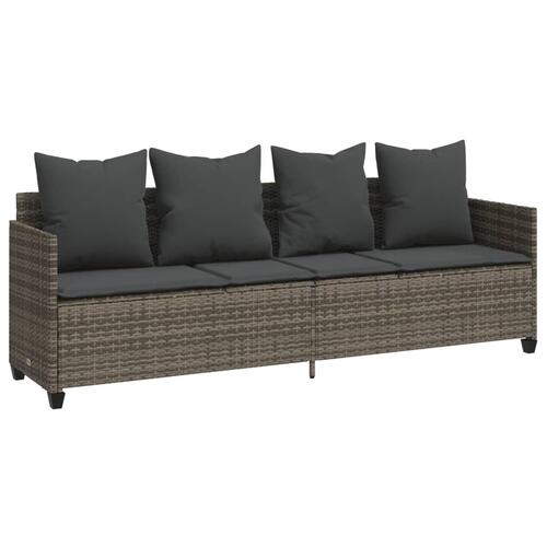 Loungesofa med hynder polyrattan grå