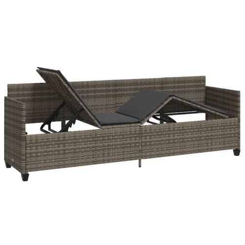Loungesofa med hynder polyrattan grå