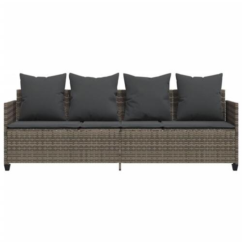 Loungesofa med hynder polyrattan grå