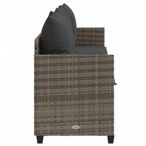 Loungesofa med hynder polyrattan grå