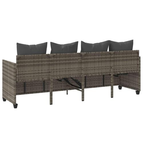 Loungesofa med hynder polyrattan grå