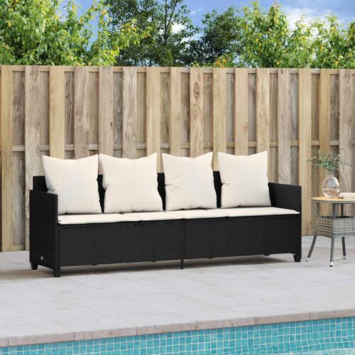 Loungesofa med hynder polyrattan sort