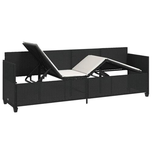 Loungesofa med hynder polyrattan sort
