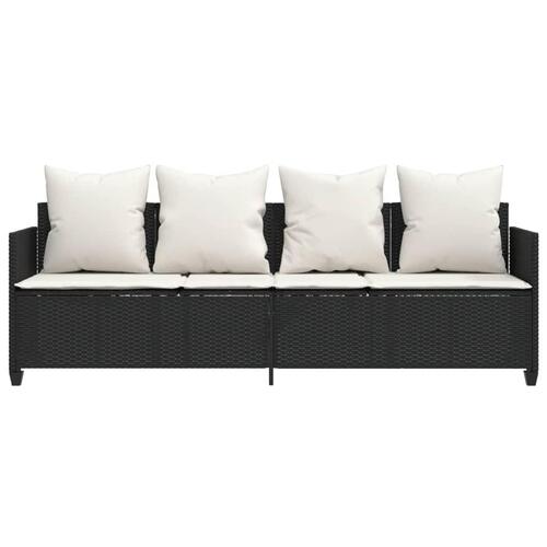 Loungesofa med hynder polyrattan sort