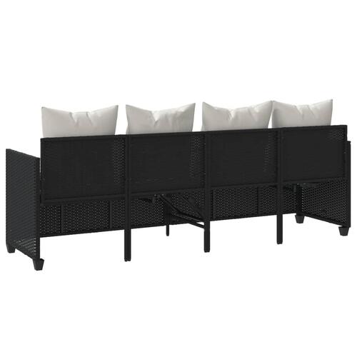 Loungesofa med hynder polyrattan sort