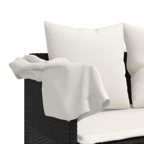 Loungesofa med hynder polyrattan sort