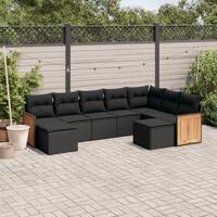 Sofasæt til haven 9 dele med hynder polyrattan sort