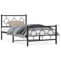 Sengeramme med sengegavl og fodgærde 100x190 cm metal sort