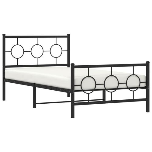 Sengeramme med sengegavl og fodgærde 100x190 cm metal sort
