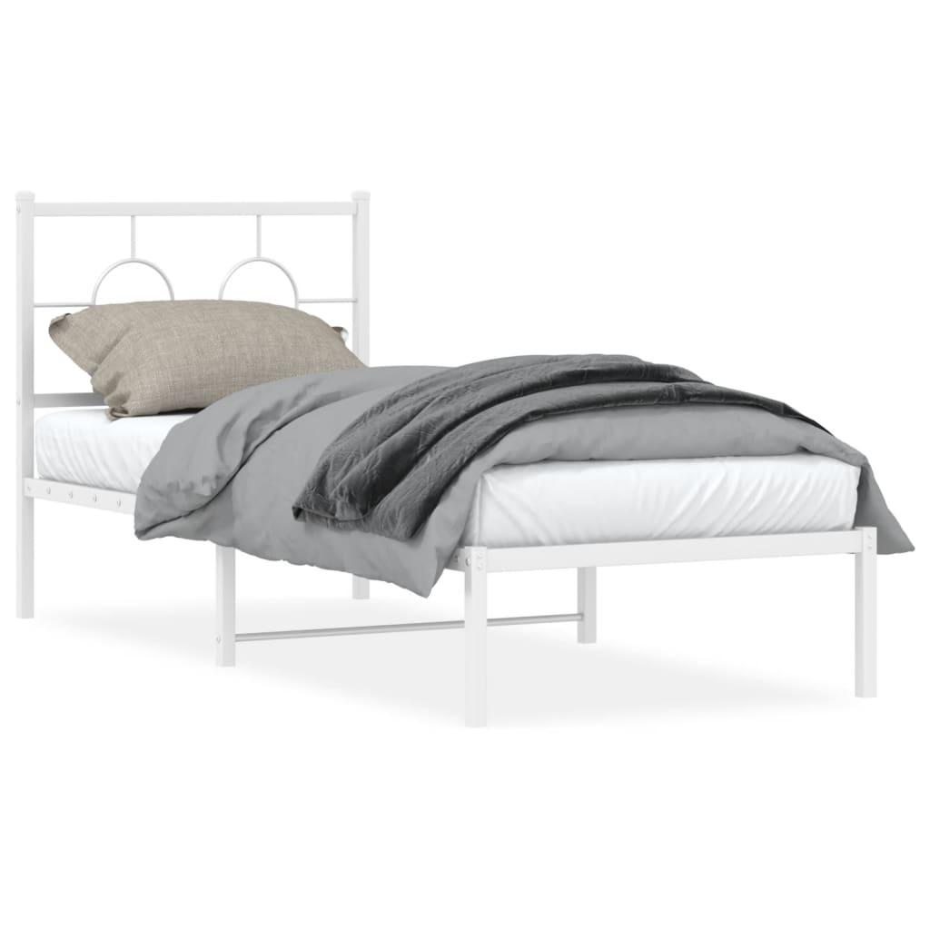 Sengeramme uden madras med hovedgærde 75x190 cm hvid