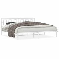 Sengeramme med sengegavl 200x200 cm metal hvid