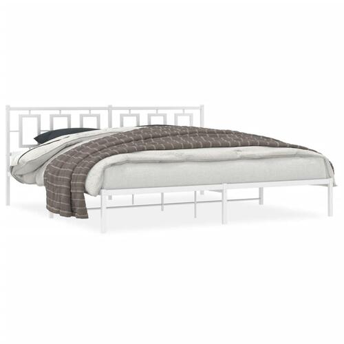 Sengeramme med sengegavl 200x200 cm metal hvid