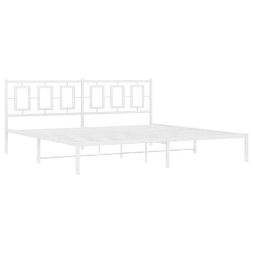 Sengeramme med sengegavl 200x200 cm metal hvid