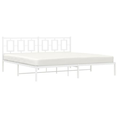 Sengeramme med sengegavl 200x200 cm metal hvid
