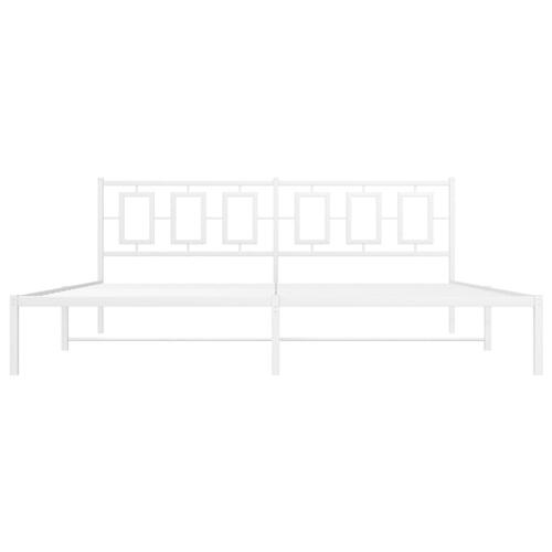 Sengeramme med sengegavl 200x200 cm metal hvid