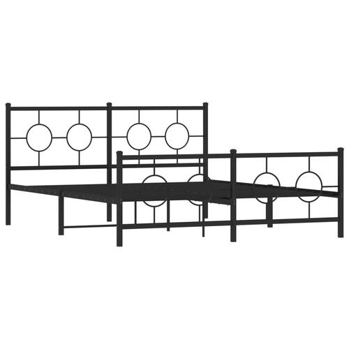 Sengeramme med sengegavl og fodgærde 150x200 cm metal sort