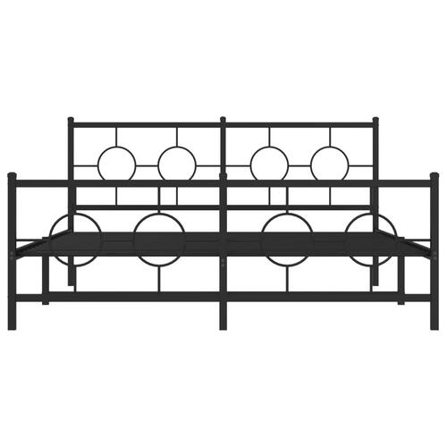Sengeramme med sengegavl og fodgærde 150x200 cm metal sort