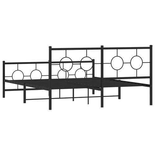Sengeramme med sengegavl og fodgærde 150x200 cm metal sort