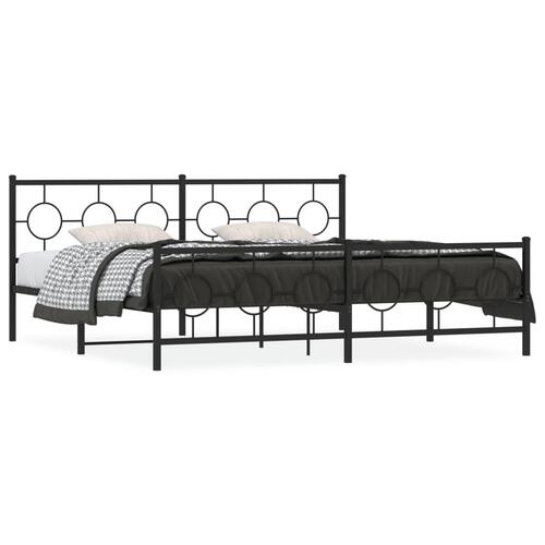 Sengeramme med sengegavl og fodgærde 193x203 cm metal sort