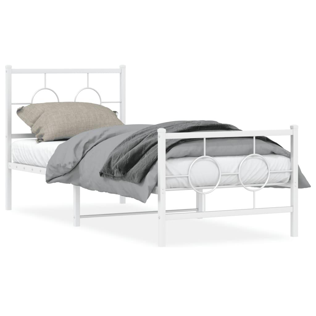 Sengeramme med sengegavl og fodgærde 80x200 cm metal hvid