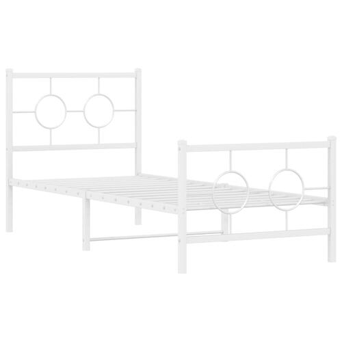 Sengeramme med sengegavl og fodgærde 80x200 cm metal hvid