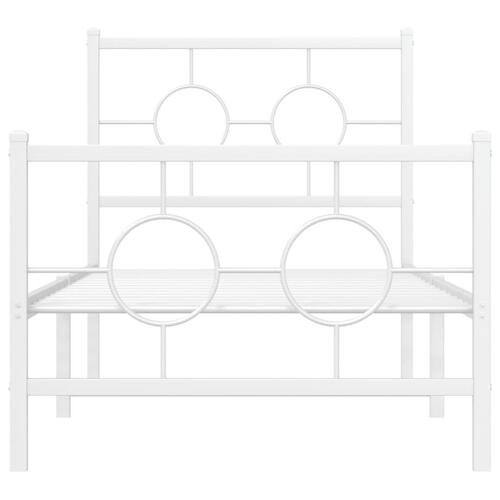 Sengeramme med sengegavl og fodgærde 80x200 cm metal hvid