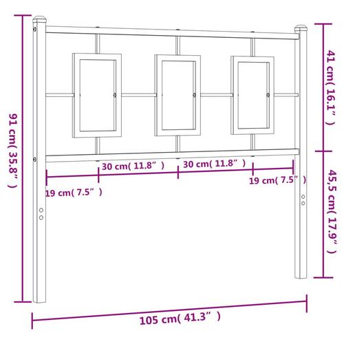 Sengegavl 100 cm metal sort