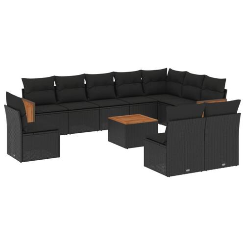 Sofasæt til haven 11 dele med hynder polyrattan sort