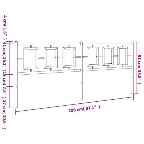 Sengegavl 200 cm metal hvid