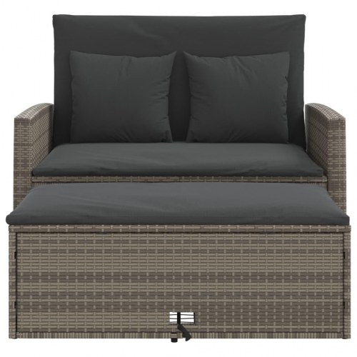 2-personers havesofa med hynder polyrattan grå