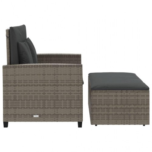 2-personers havesofa med hynder polyrattan grå