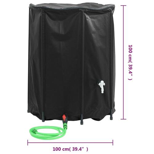 Vandtank med hane sammenfoldelig 750 l PVC