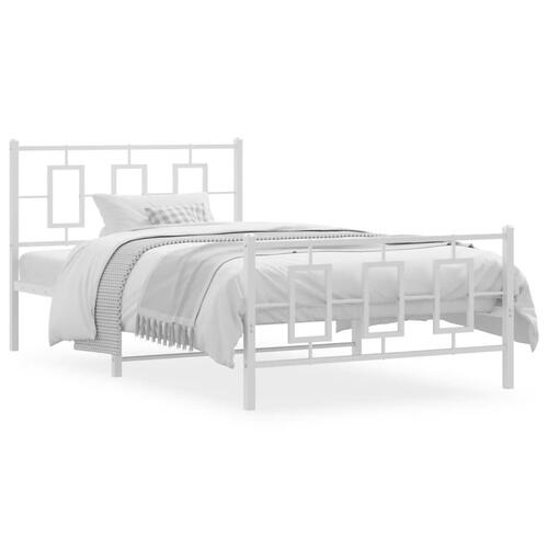 Sengeramme med sengegavl og fodgærde 107x203 cm metal hvid