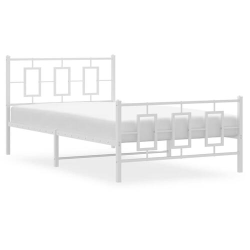Sengeramme med sengegavl og fodgærde 107x203 cm metal hvid