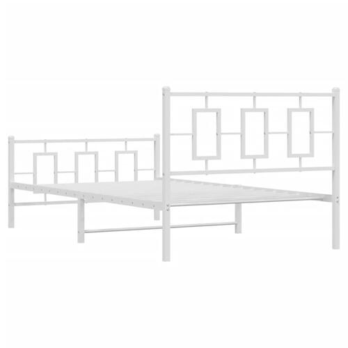 Sengeramme med sengegavl og fodgærde 107x203 cm metal hvid