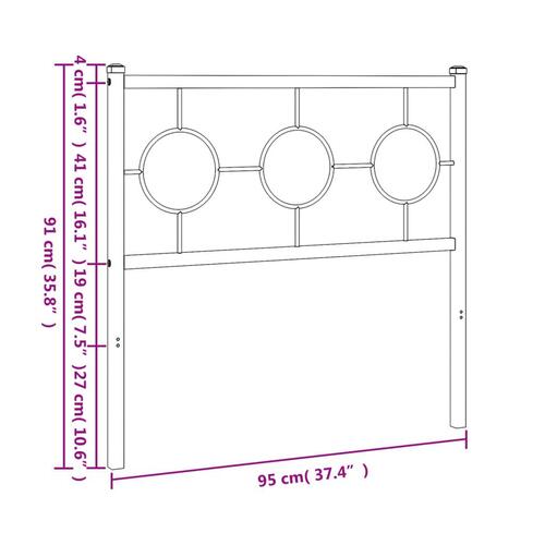 Sengegavl 90 cm metal sort