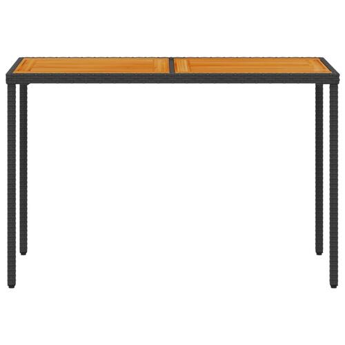 Havebord med top i akacietræ 115x54x74 cm polyrattan sort