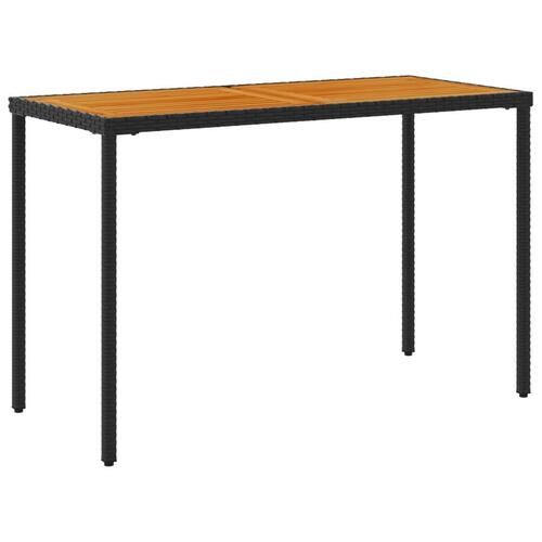 Havebord med top i akacietræ 115x54x74 cm polyrattan sort