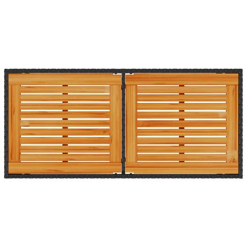 Havebord med top i akacietræ 115x54x74 cm polyrattan sort