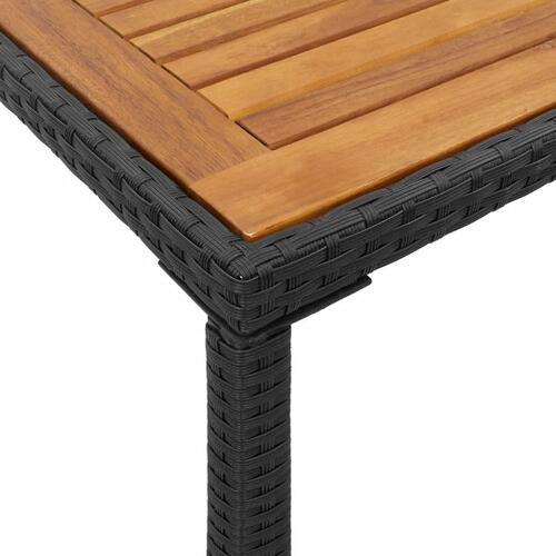 Havebord med top i akacietræ 115x54x74 cm polyrattan sort