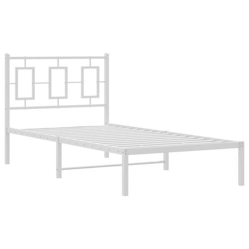 Sengeramme med sengegavl 90x200 cm metal hvid
