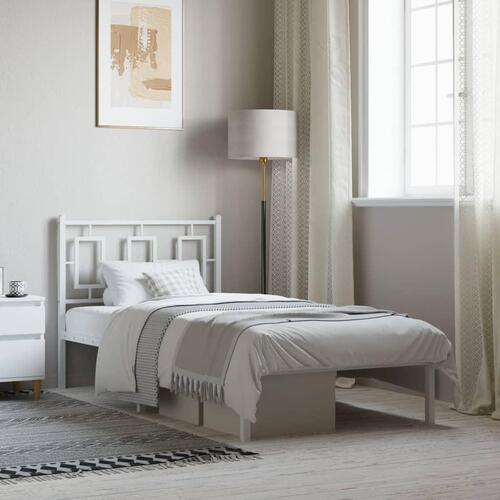Sengeramme med sengegavl 90x200 cm metal hvid