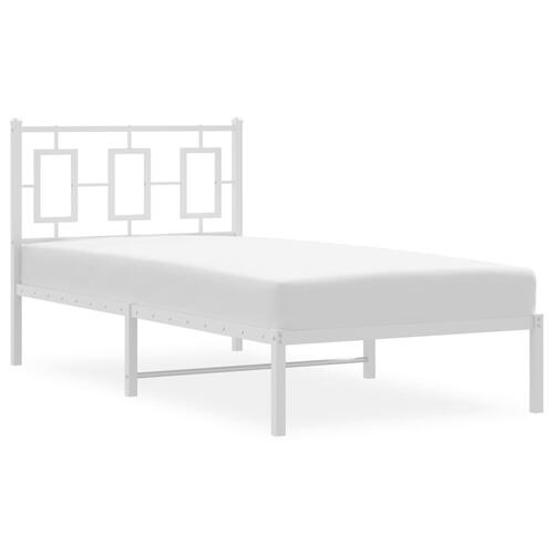 Sengeramme med sengegavl 90x200 cm metal hvid